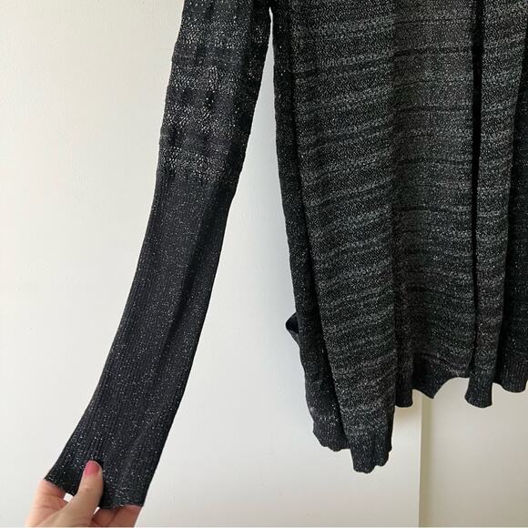 Zadig & Voltaire Metallic Black Longline Cardigan Sweater Thin Knit Large $298 - Picture 6 of 12